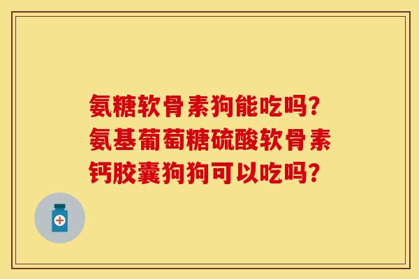 氨糖软骨素狗能吃吗？氨基葡萄糖硫酸软骨素钙胶囊狗狗可以吃吗？