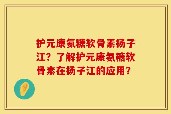 护元康氨糖软骨素扬子江？了解护元康氨糖软骨素在扬子江的应用？