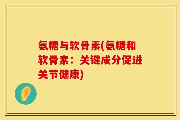 氨糖与软骨素(氨糖和软骨素：关键成分促进关节健康)