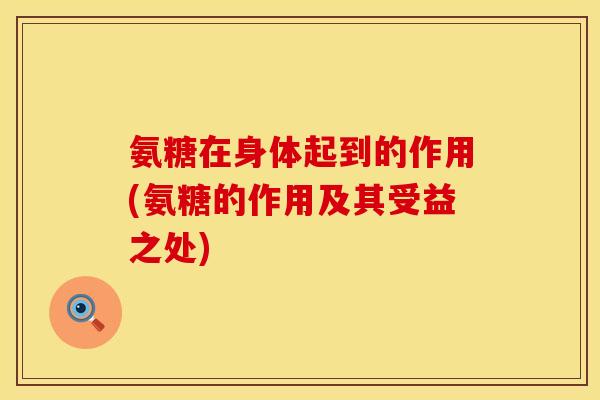 氨糖在身体起到的作用(氨糖的作用及其受益之处)