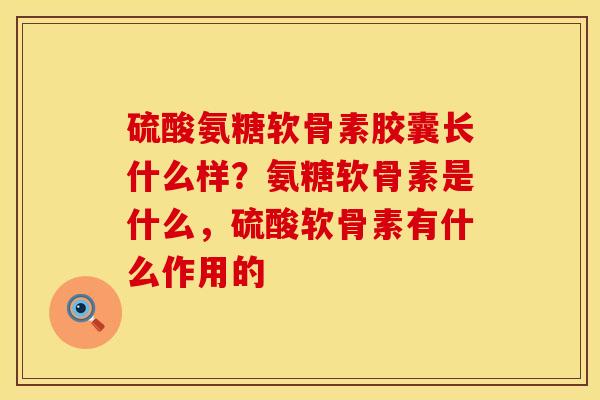 硫酸氨糖软骨素胶囊长什么样？氨糖软骨素是什么，硫酸软骨素有什么作用的