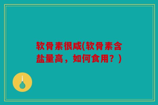 软骨素很咸(软骨素含盐量高，如何食用？)