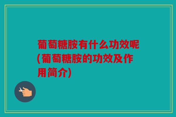 葡萄糖胺有什么功效呢(葡萄糖胺的功效及作用简介)