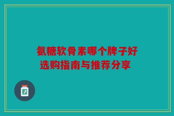 氨糖软骨素哪个牌子好 选购指南与推荐分享