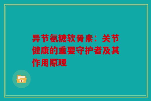 异节氨糖软骨素：关节健康的重要守护者及其作用原理
