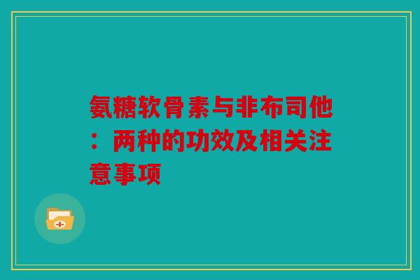氨糖软骨素与非布司他：两种的功效及相关注意事项