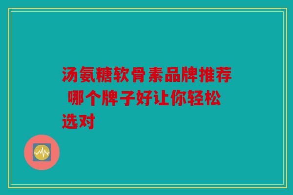 汤氨糖软骨素品牌推荐 哪个牌子好让你轻松选对