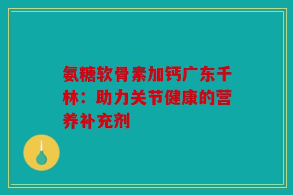 氨糖软骨素加钙广东千林：助力关节健康的营养补充剂