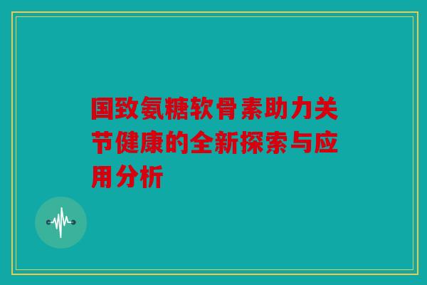 国致氨糖软骨素助力关节健康的全新探索与应用分析