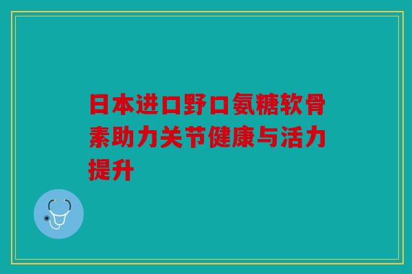 日本进口野口氨糖软骨素助力关节健康与活力提升