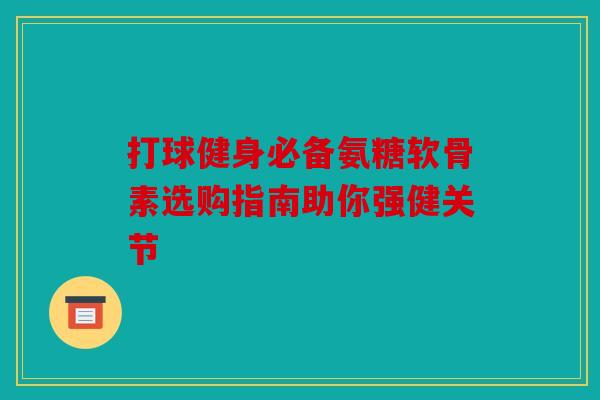 打球健身必备氨糖软骨素选购指南助你强健关节