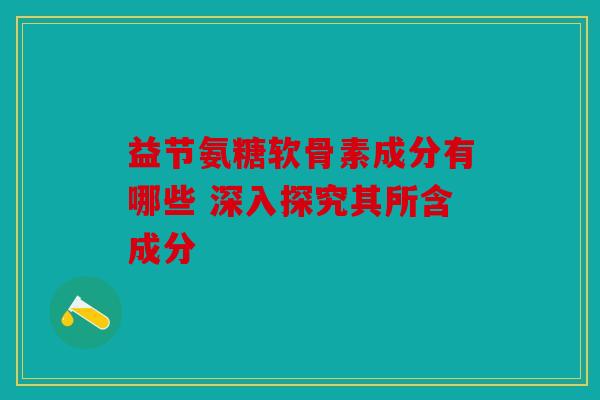 益节氨糖软骨素成分有哪些 深入探究其所含成分