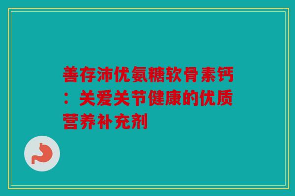 善存沛优氨糖软骨素钙：关爱关节健康的优质营养补充剂
