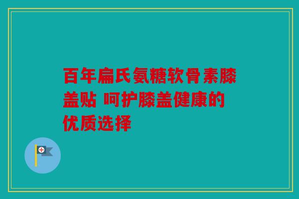 百年扁氏氨糖软骨素膝盖贴 呵护膝盖健康的优质选择
