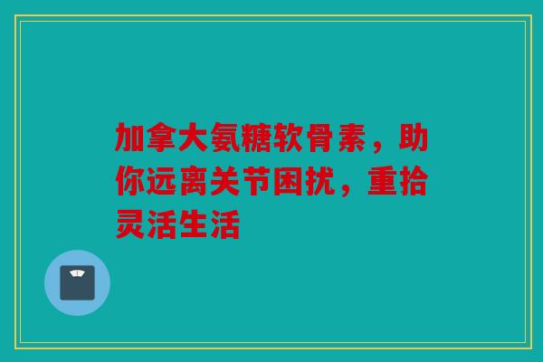 加拿大氨糖软骨素，助你远离关节困扰，重拾灵活生活