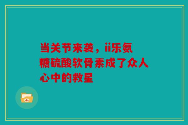当关节来袭，ii乐氨糖硫酸软骨素成了众人心中的救星