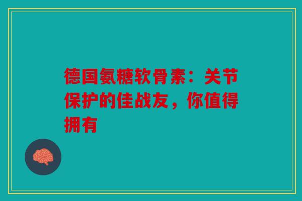 德国氨糖软骨素：关节保护的佳战友，你值得拥有