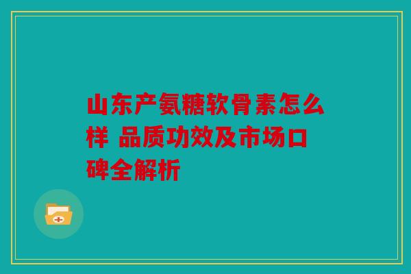 山东产氨糖软骨素怎么样 品质功效及市场口碑全解析