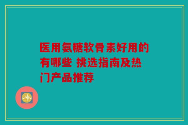 医用氨糖软骨素好用的有哪些 挑选指南及热门产品推荐