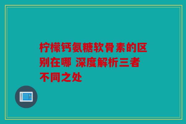 柠檬钙氨糖软骨素的区别在哪 深度解析三者不同之处