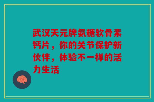 武汉天元牌氨糖软骨素钙片，你的关节保护新伙伴，体验不一样的活力生活