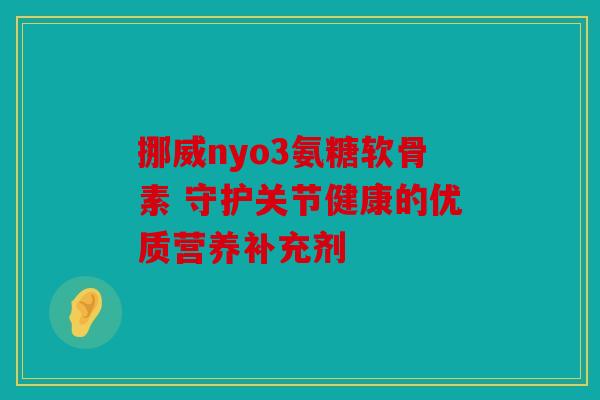 挪威nyo3氨糖软骨素 守护关节健康的优质营养补充剂
