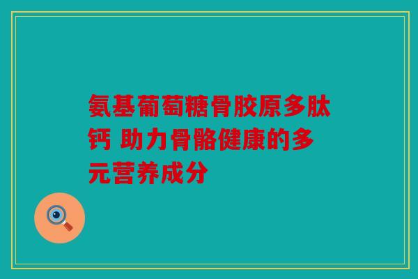氨基葡萄糖骨胶原多肽钙 助力骨骼健康的多元营养成分