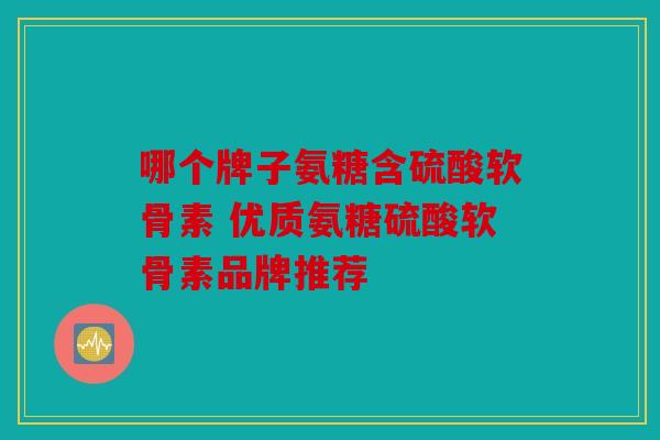 哪个牌子氨糖含硫酸软骨素 优质氨糖硫酸软骨素品牌推荐