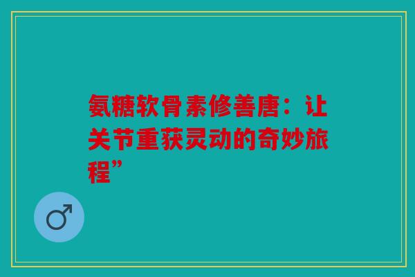 氨糖软骨素修善唐：让关节重获灵动的奇妙旅程”