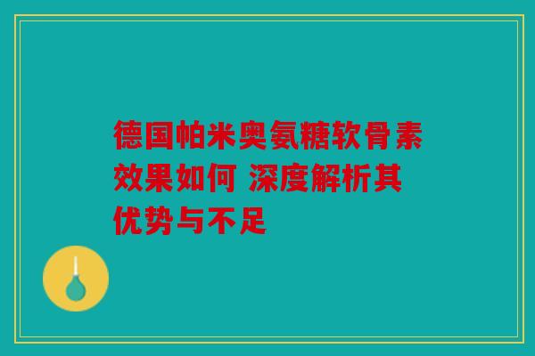 德国帕米奥氨糖软骨素效果如何 深度解析其优势与不足