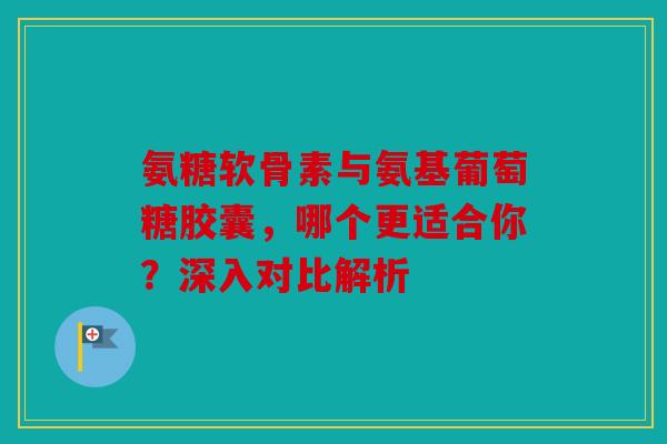 氨糖软骨素与氨基葡萄糖胶囊，哪个更适合你？深入对比解析