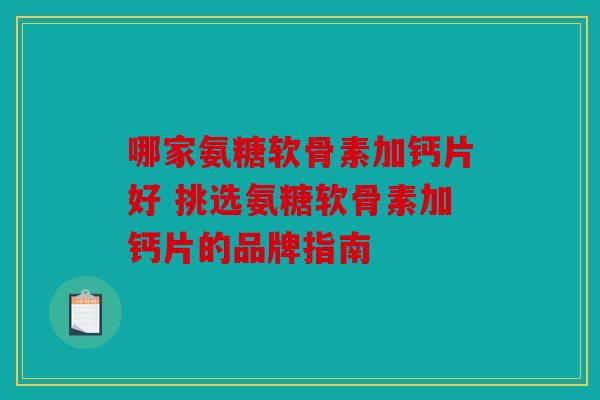 哪家氨糖软骨素加钙片好 挑选氨糖软骨素加钙片的品牌指南