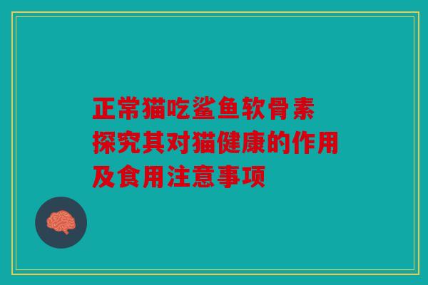 正常猫吃鲨鱼软骨素 探究其对猫健康的作用及食用注意事项