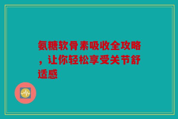 氨糖软骨素吸收全攻略，让你轻松享受关节舒适感