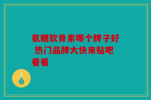 氨糖软骨素哪个牌子好 热门品牌大快来贴吧看看