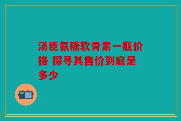 汤臣氨糖软骨素一瓶价格 探寻其售价到底是多少