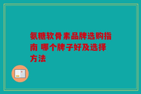 氨糖软骨素品牌选购指南 哪个牌子好及选择方法