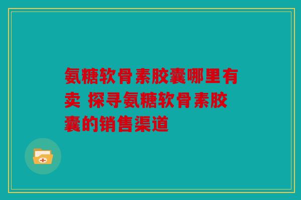 氨糖软骨素胶囊哪里有卖 探寻氨糖软骨素胶囊的销售渠道