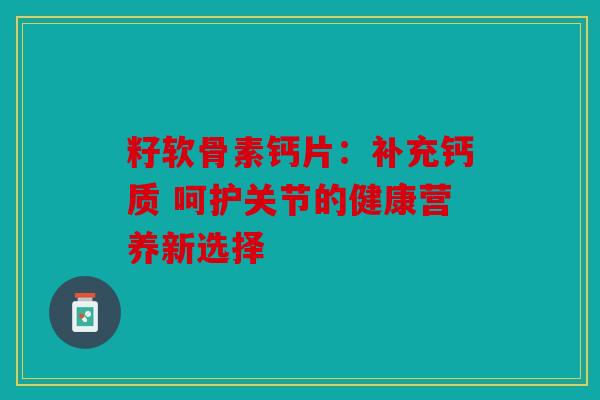 籽软骨素钙片：补充钙质 呵护关节的健康营养新选择