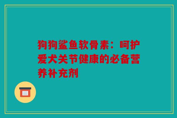 狗狗鲨鱼软骨素：呵护爱犬关节健康的必备营养补充剂