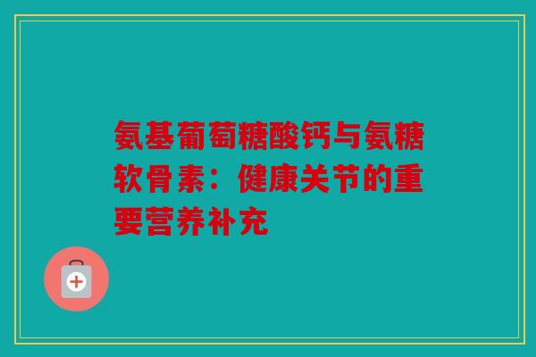 氨基葡萄糖酸钙与氨糖软骨素：健康关节的重要营养补充