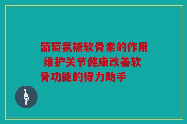 葡萄氨糖软骨素的作用 维护关节健康改善软骨功能的得力助手