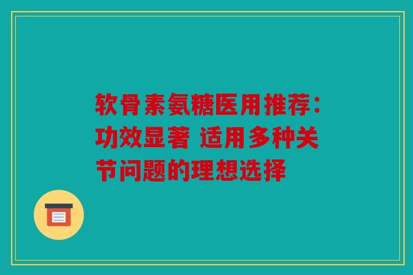 软骨素氨糖医用推荐：功效显著 适用多种关节问题的理想选择