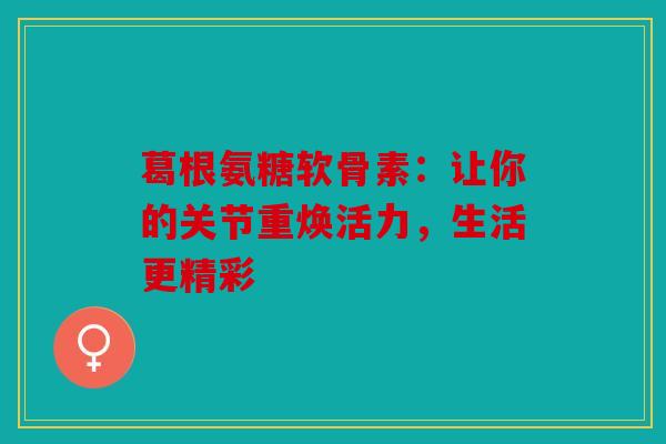 葛根氨糖软骨素：让你的关节重焕活力，生活更精彩