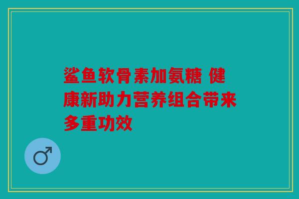 鲨鱼软骨素加氨糖 健康新助力营养组合带来多重功效
