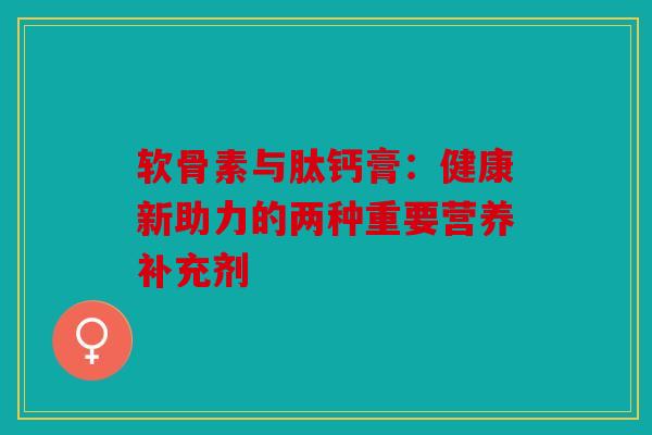 软骨素与肽钙膏：健康新助力的两种重要营养补充剂