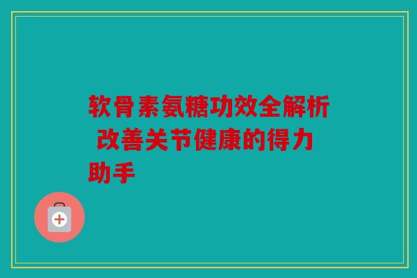 软骨素氨糖功效全解析 改善关节健康的得力助手