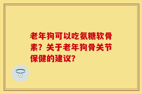 老年狗可以吃氨糖软骨素?关于老年狗骨关节保健的建议? 老年狗可以吃氨糖软骨素?关于老年狗骨关节保健的建议?
