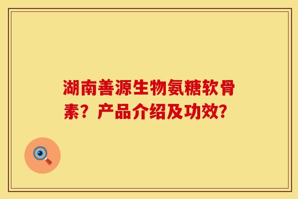 湖南善源生物氨糖软骨素？产品介绍及功效？