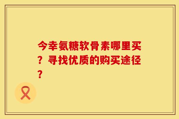 今幸氨糖软骨素哪里买？寻找优质的购买途径？